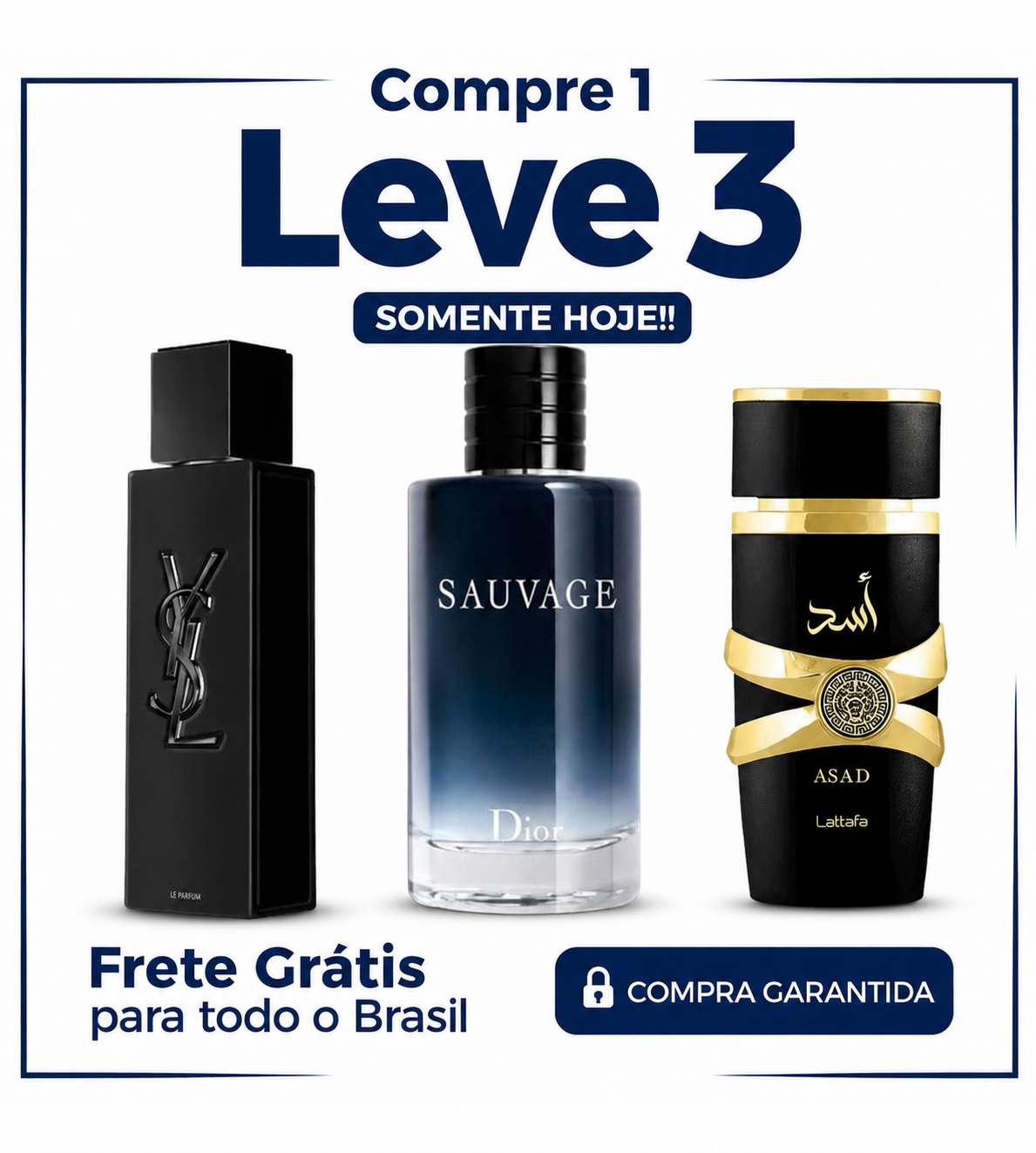 Promoção Compre 1 e Leve 3 Perfumes –  Sauvage, Laurent e Asad Lattafa  – (100ml Cada)