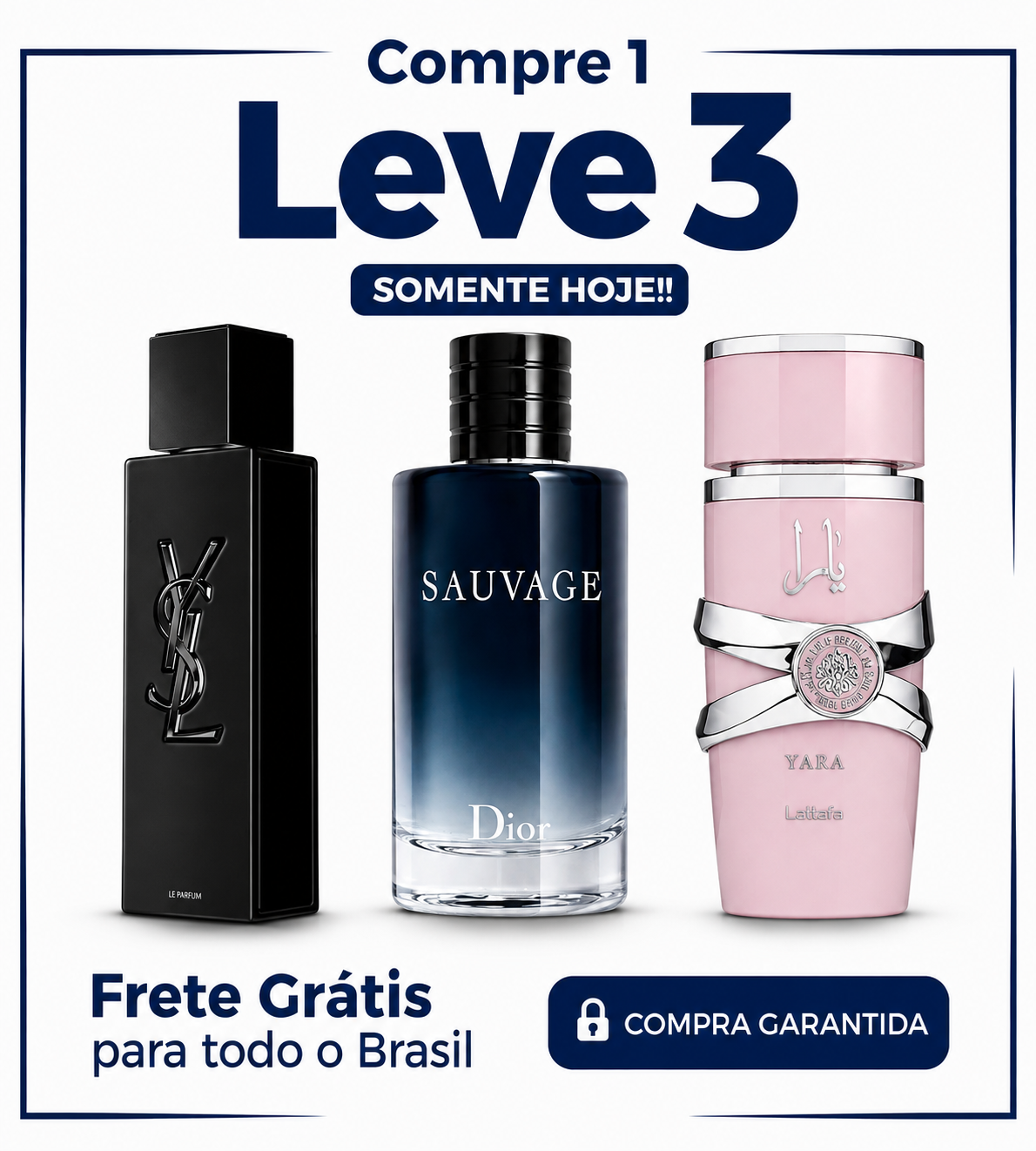 Promoção Compre 1 e Leve 3 Perfumes –  Laurent, Sauvage e Lattafa Yara – (100ml Cada)