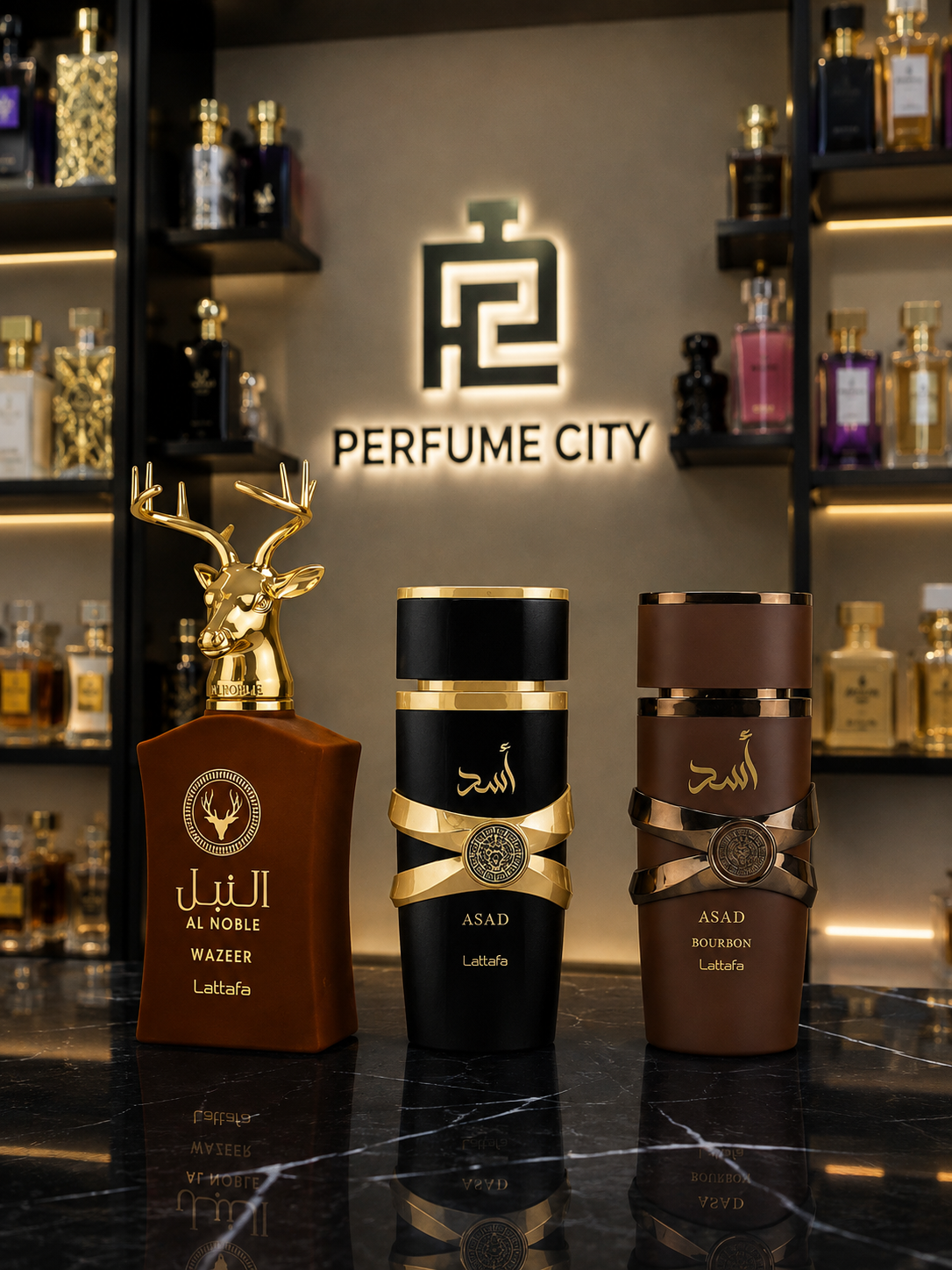 Promoção Compre 1 e Leve 3 Perfumes Árabes – Al Noble Wazeer, Asad Elixir e Asad Bourbon – (100ml Cada)