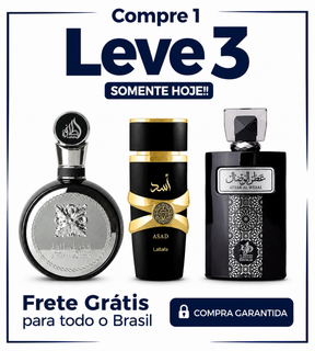 Promoção Compre 1 e Leve 3 Perfumes Árabes – Fakhar Black, Asad Lattafa e Attar Al Wesal– (100ml Cada)