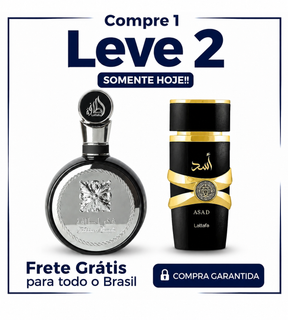 Promoção Compre 1 e Leve 2 Perfumes Árabes – Fakhar Black e Asad Lattafa– (100ml Cada)