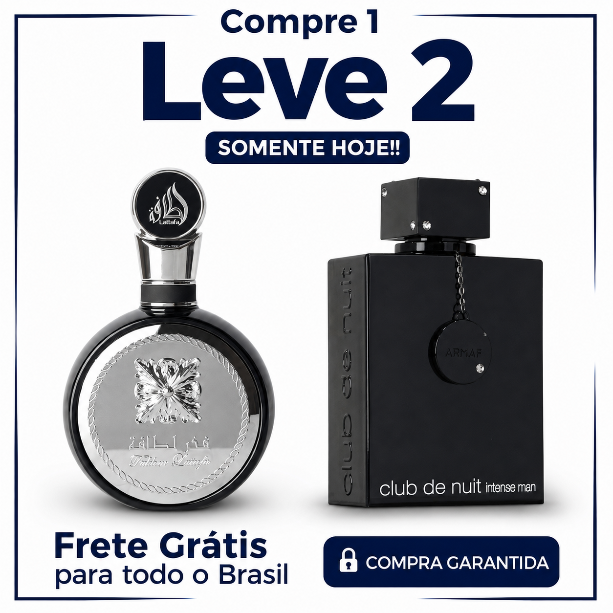 Promoção Compre 1 e Leve 2 Perfumes Árabes – Fakhar Black e Club de Nuit – (100ml Cada)