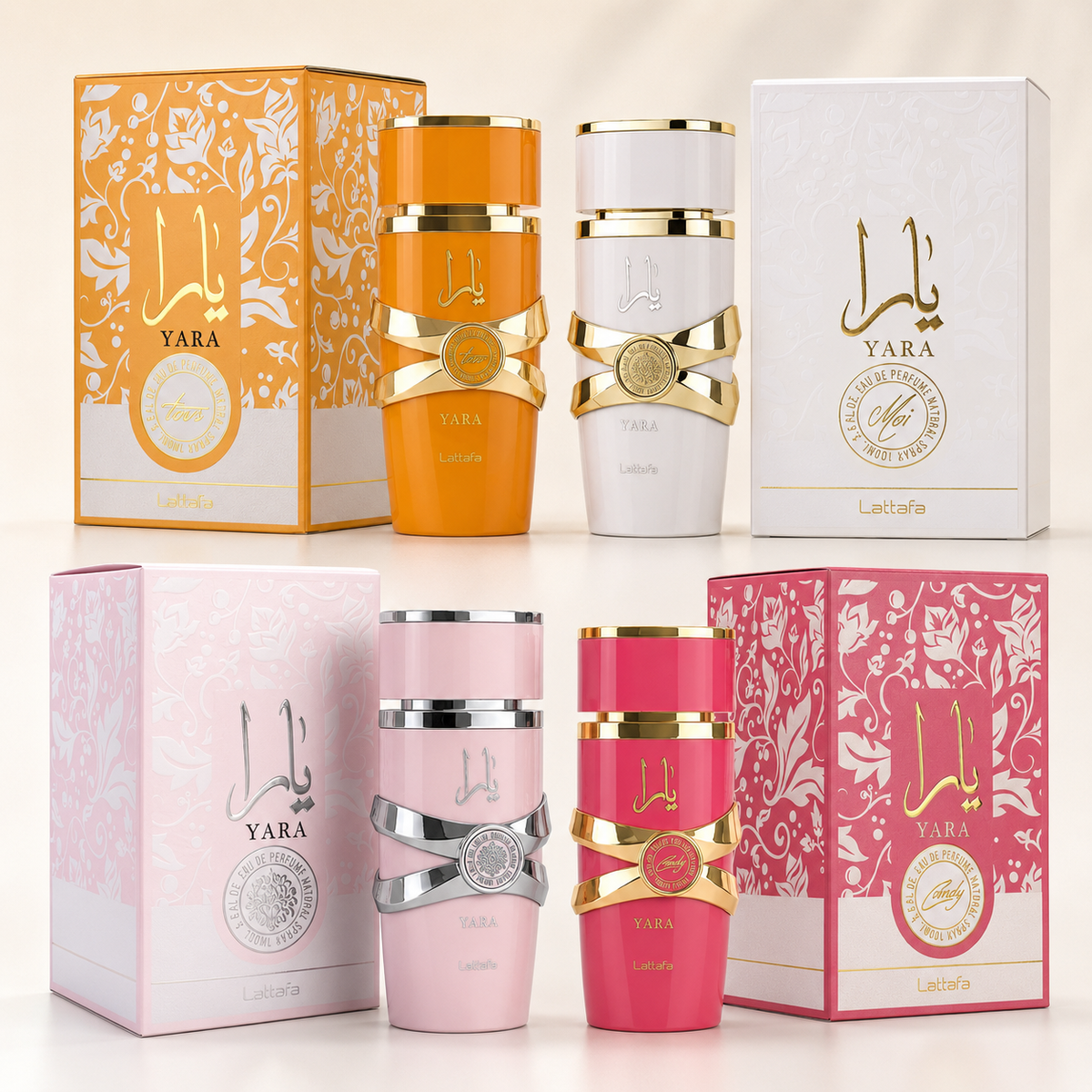 4 Perfumes Árabes - Yara, Yara Tous, Yara Candy e Yara Moi - (100ml Cada)