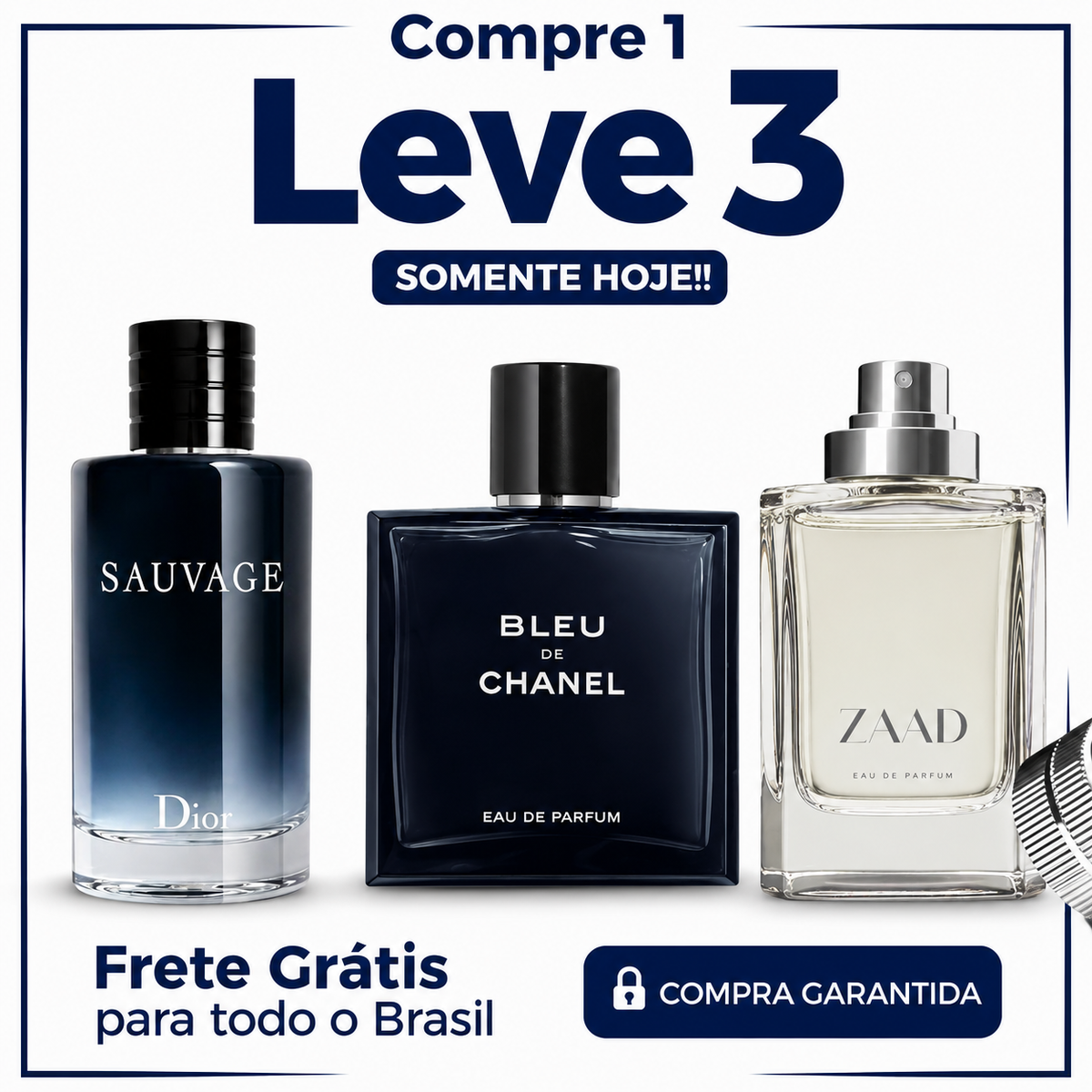 Promoção Compre 1 e Leve 3 Perfumes – Sauvage Dior, Bleu de Chanel e Zaad – (100ml Cada)