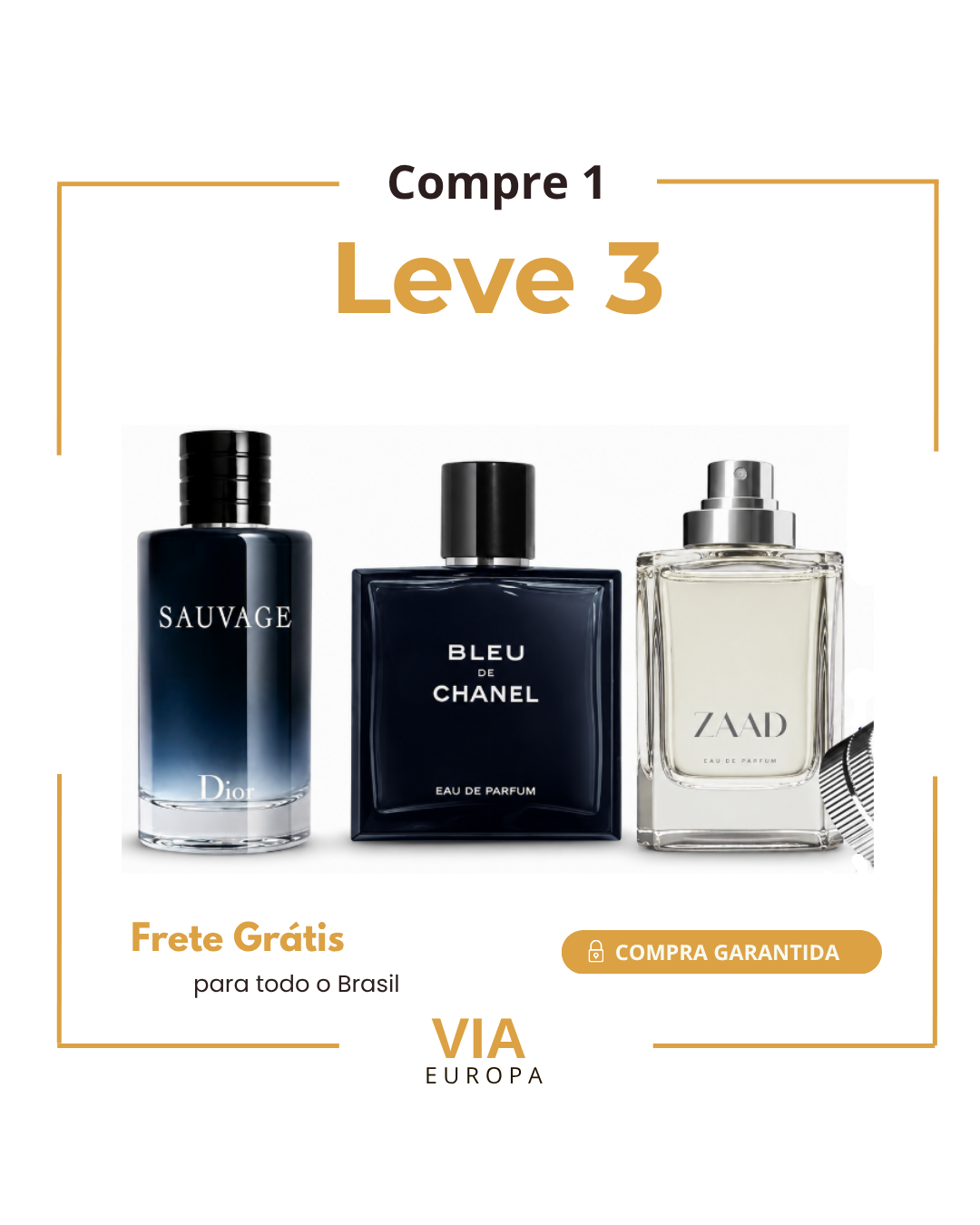 Promoção Compre 1 e Leve 3 Perfumes – Sauvage Dior, Bleu de Chanel e Zaad – (100ml Cada)