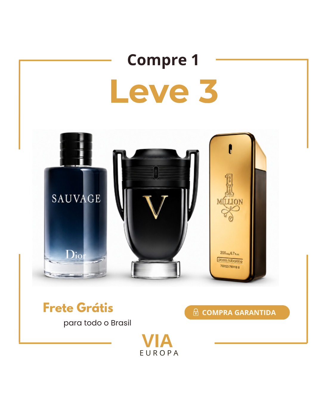 Promoção Compre 1 e Leve 3 Perfumes – Sauvage Dior, Invictus Victory e 1 Million – (100ml Cada)