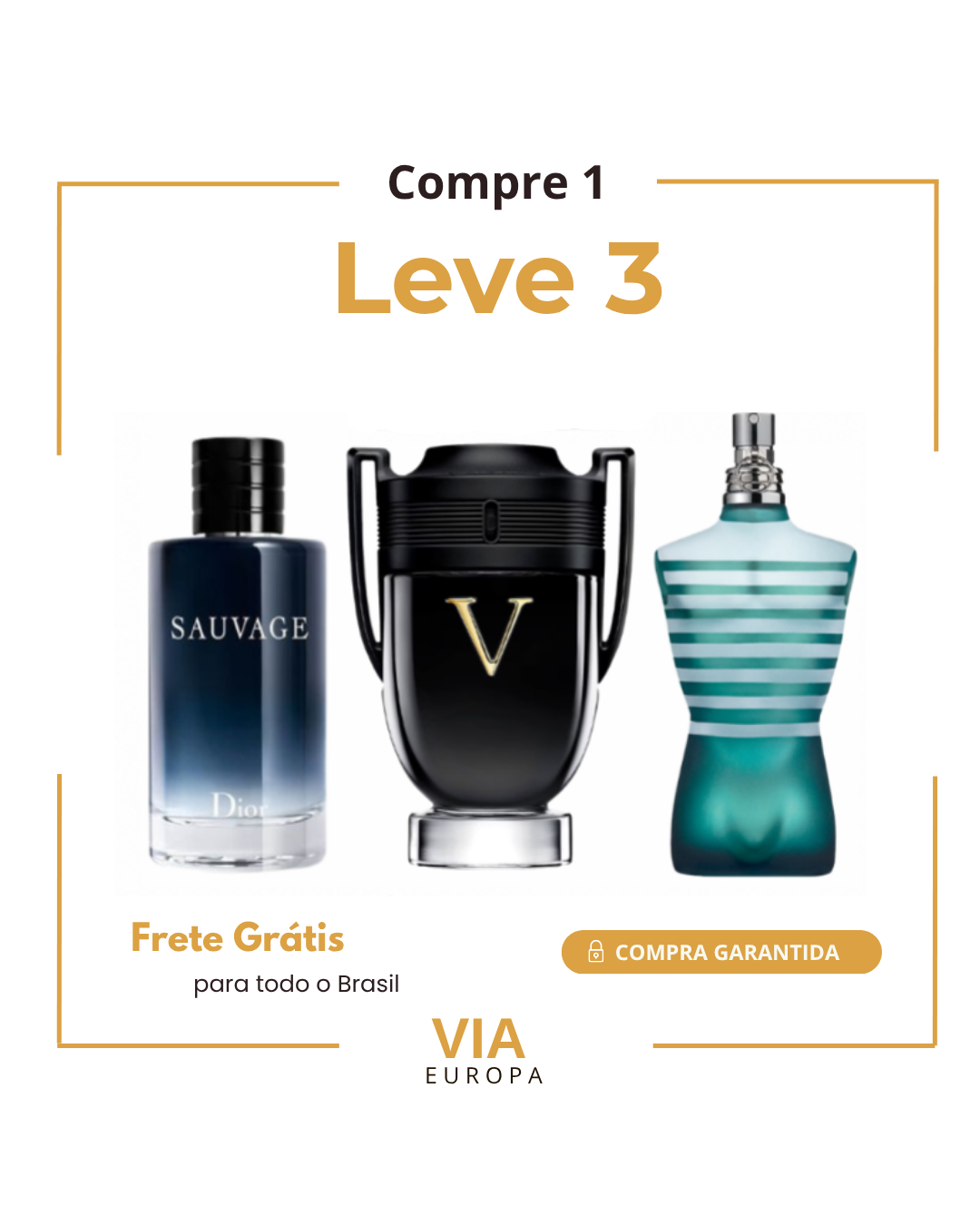 Promoção Compre 1 e Leve 3 Perfumes – Sauvage Dior, Invictus Victory e Gaultier Le Male – (100ml Cada)