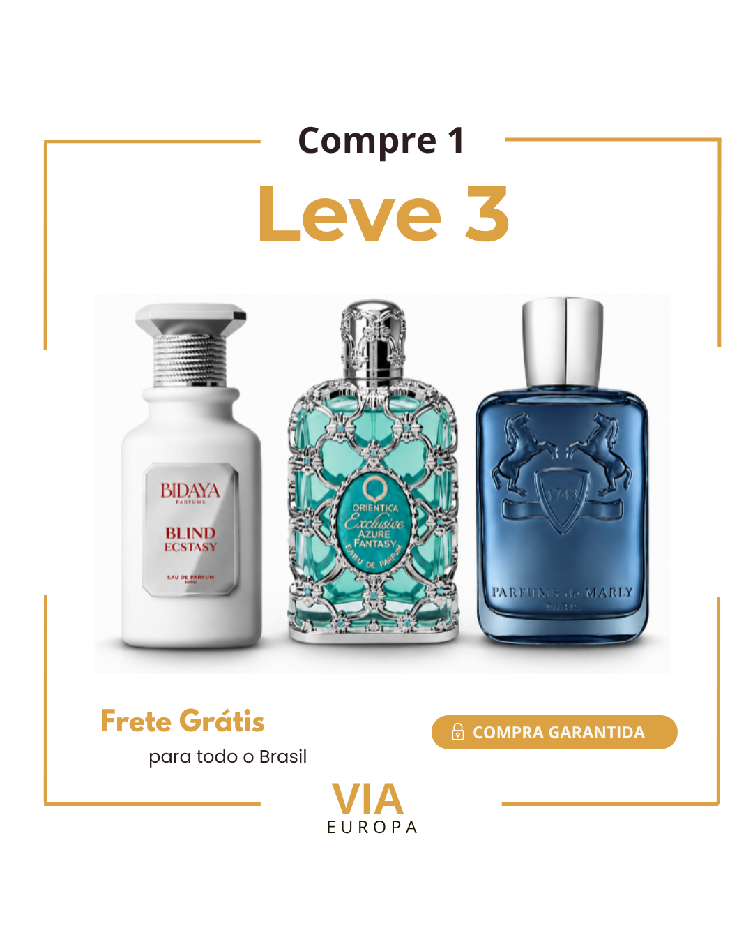 Promoção Compre 1 e Leve 3 Perfumes Árabes – Blind Ecstasy, Azure Fantasy e Marly Sedley – (100ml Cada)