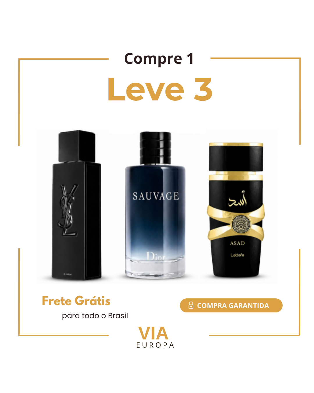Promoção Compre 1 e Leve 3 Perfumes –  Sauvage, Laurent e Asad Lattafa  – (100ml Cada)