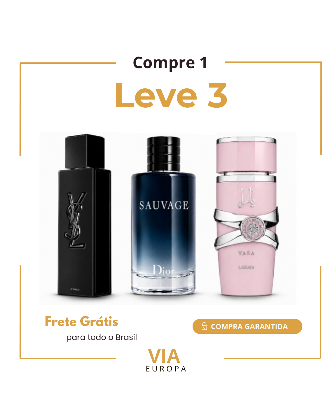 Promoção Compre 1 e Leve 3 Perfumes –  Laurent, Sauvage e Lattafa Yara – (100ml Cada)