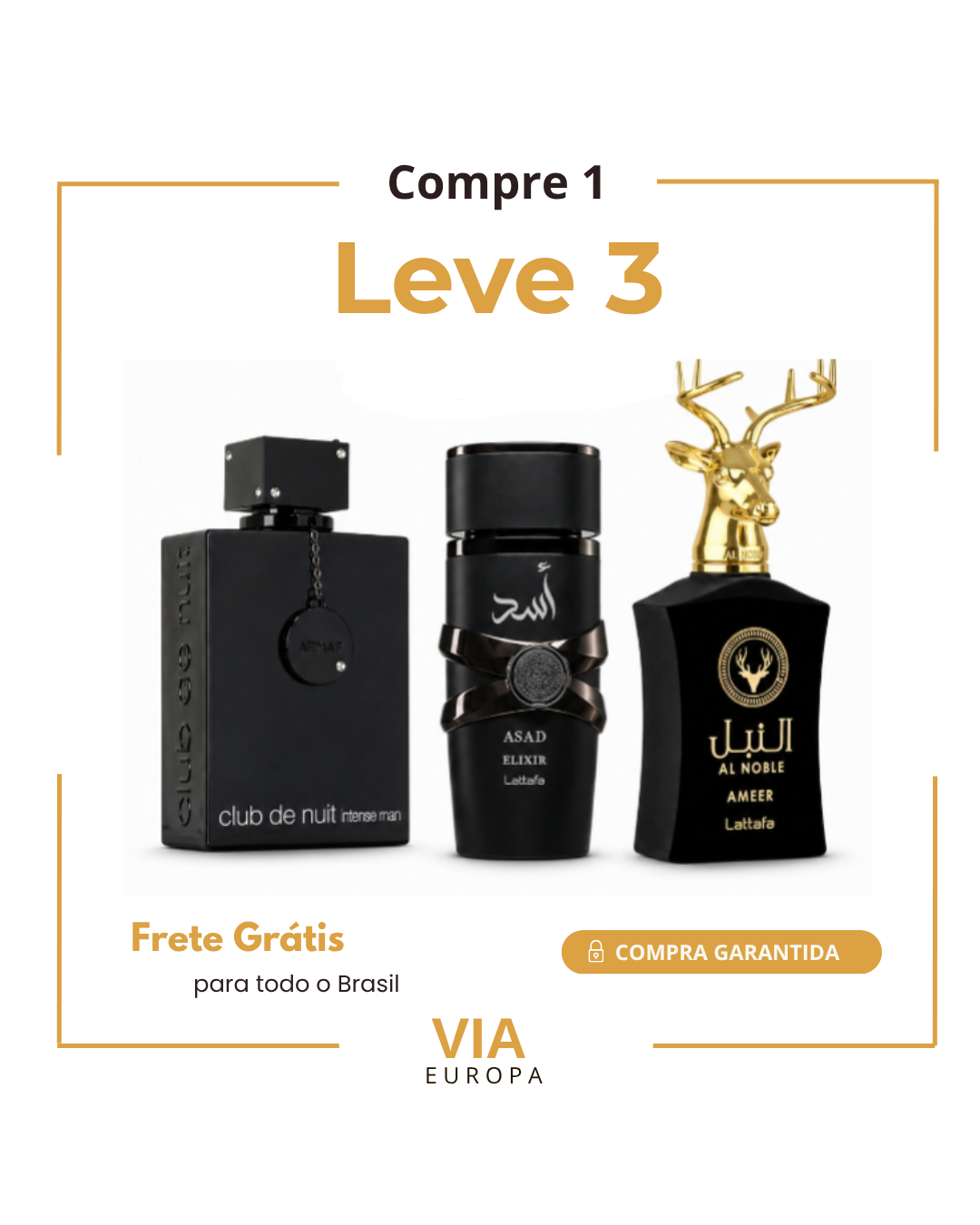 Promoção Compre 1 e Leve 3 Perfumes Árabes – Club de Nuit, Asad Elixir e Al Noble Ameer  – (100ml Cada)