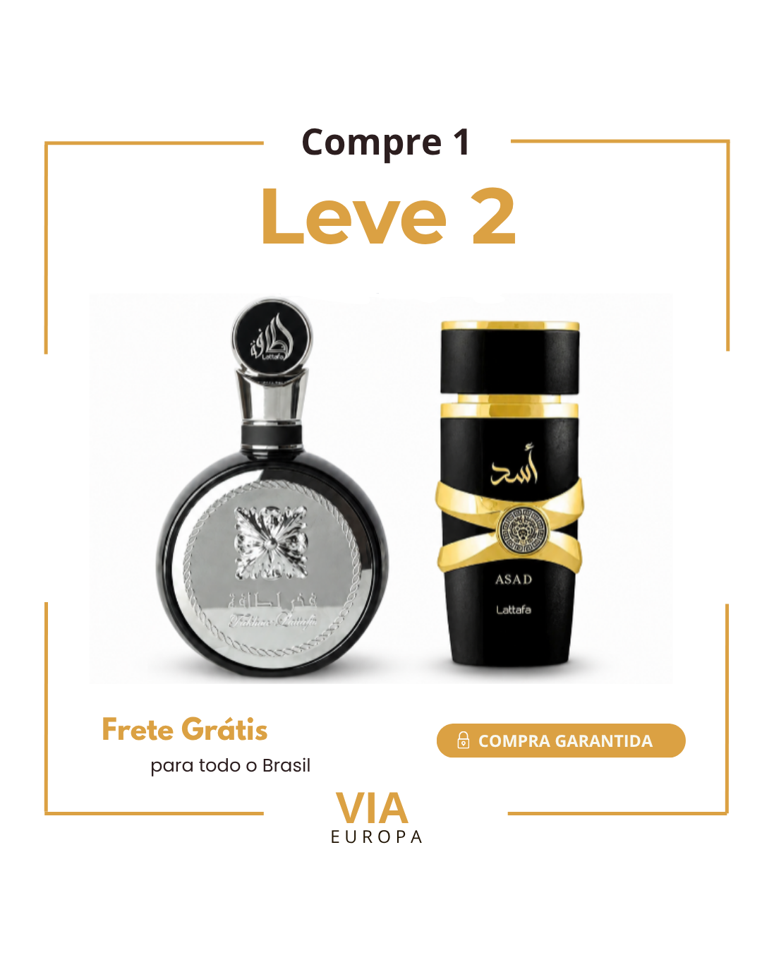 Promoção Compre 1 e Leve 2 Perfumes Árabes – Fakhar Black e Asad Lattafa– (100ml Cada)