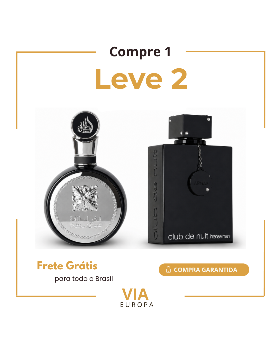 Promoção Compre 1 e Leve 2 Perfumes Árabes – Fakhar Black e Club de Nuit – (100ml Cada)