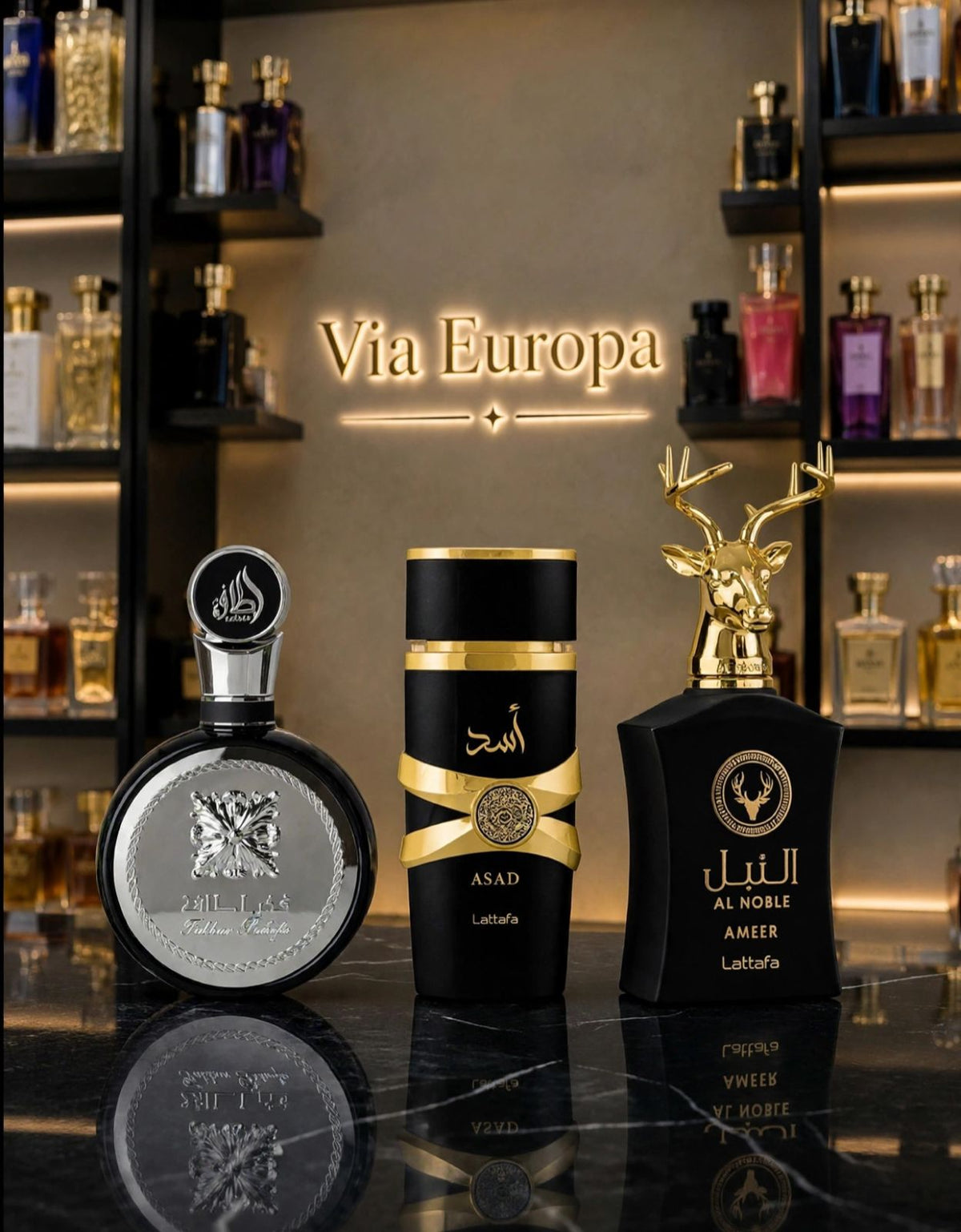 Promoção Compre 1 e Leve 3 Perfumes Árabes – Al Noble Ameer, Asad Elixir e Fakhar Black – (100ml Cada)